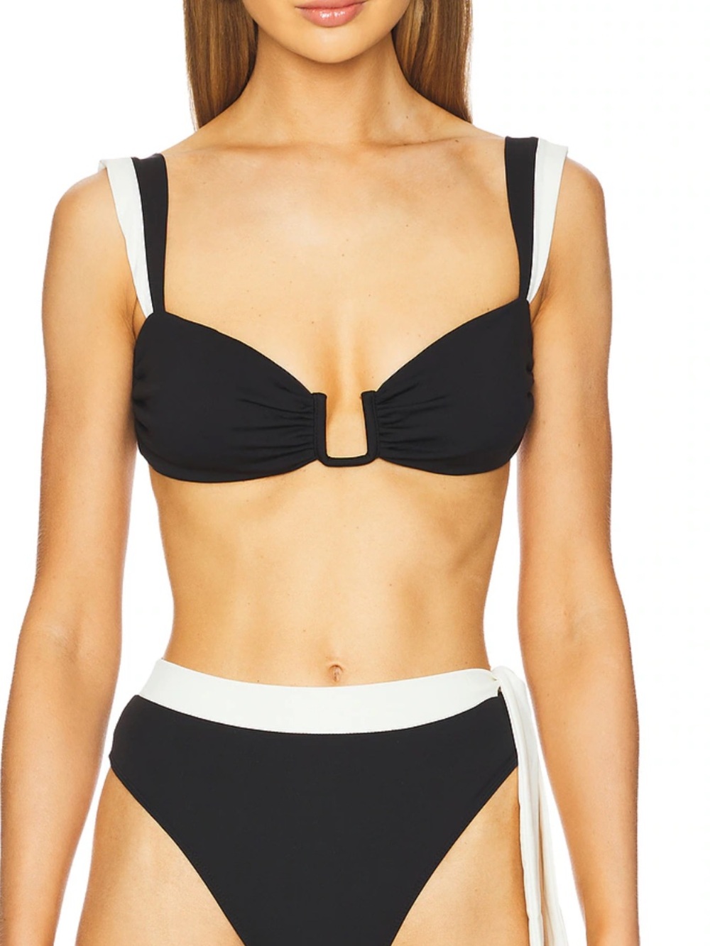 Away That Day Cannes Black Bikini Top with Front Tie